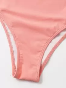 Cut-Out Waist One-Piece Swimsuit, For Summer Beach Vacation - Coral Orange - View 5