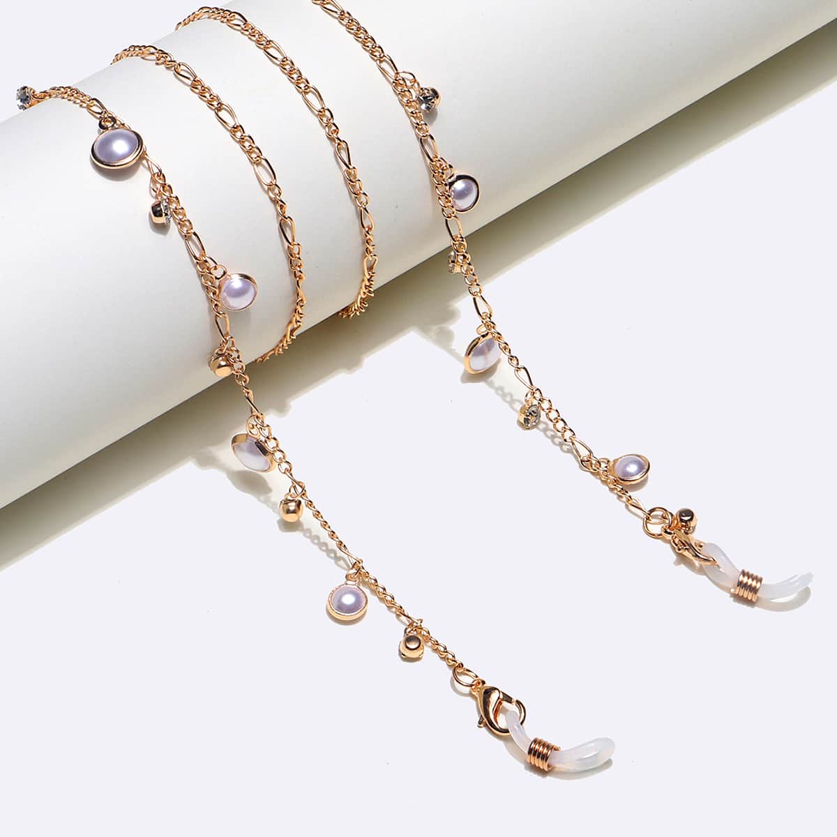 

Faux Pearl Decor Glasses Chain, Gold