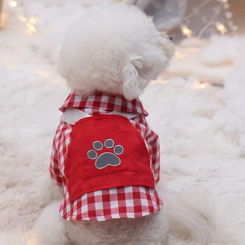 

Plaid Pet Shop Assistant Costume, Red and white