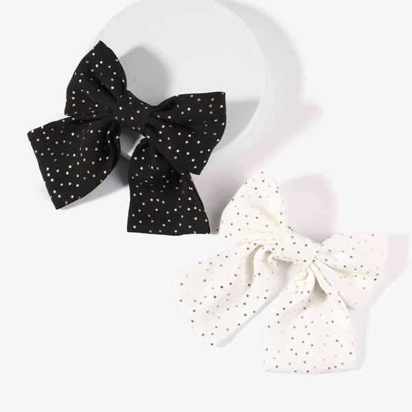

2pcs Bow Knot Hair Clip, Black and white