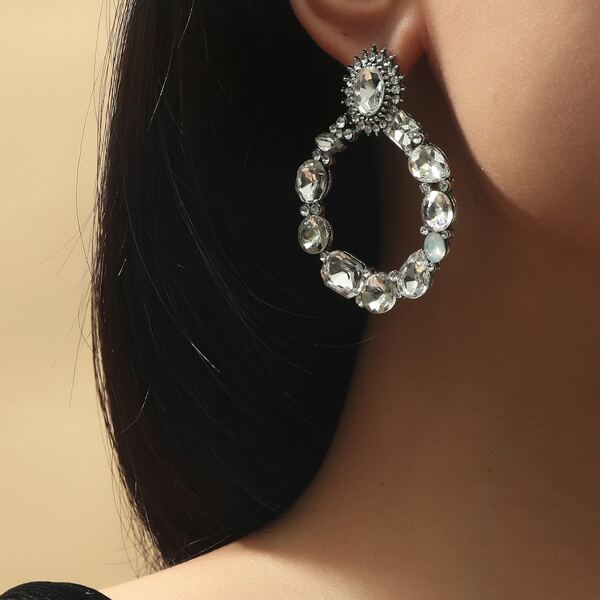 

Rhinestone Decor Stud Earrings, White