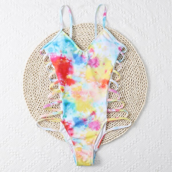 

Tie Dye Cut Out One Piece Swimsuit, Multicolor