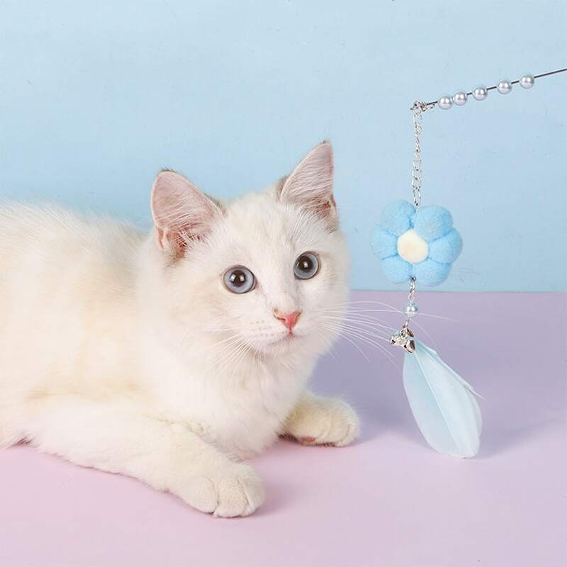 

1pc Flower Cat Teaser Stick, Baby blue