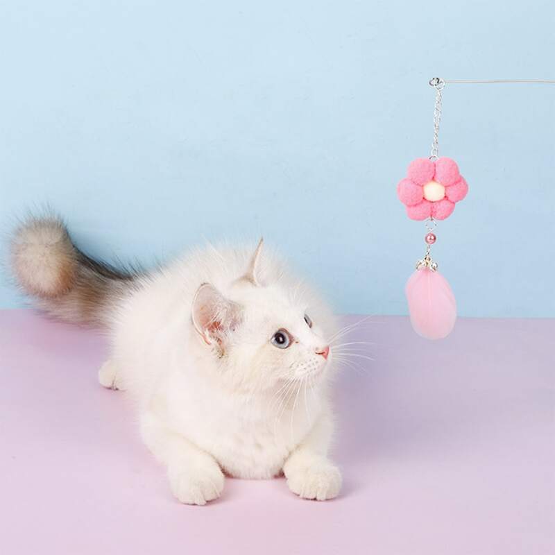

1pc Flower Cat Teaser Stick, Pink