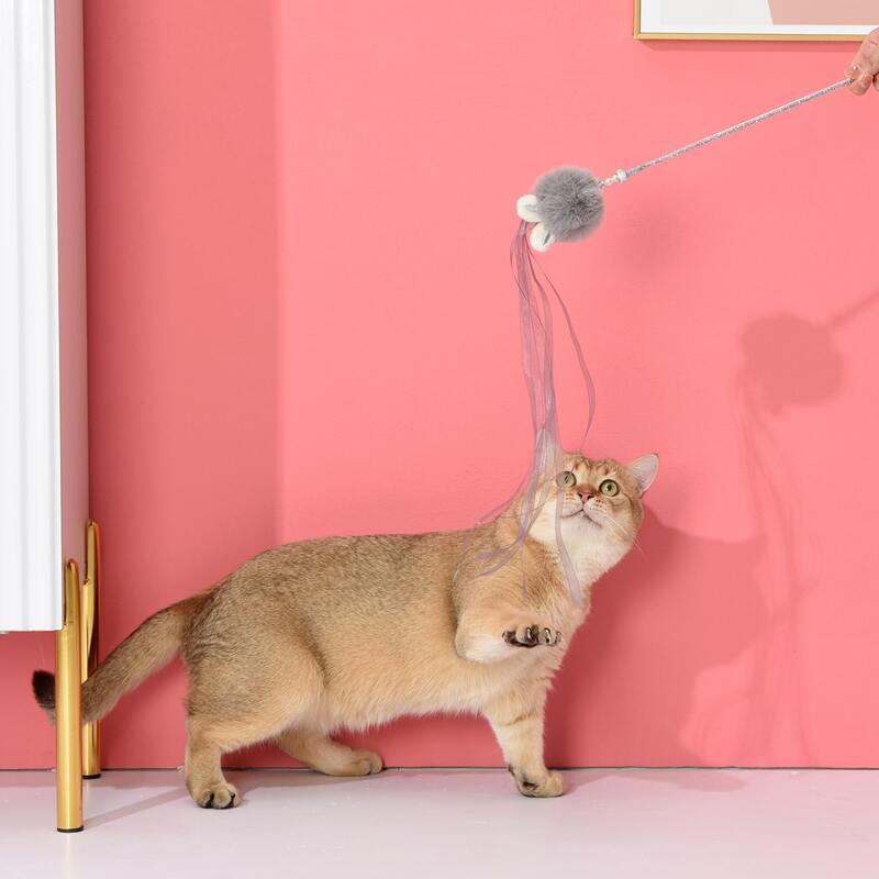 

1pc Rabbit Ear Detail Cat Teaser Toy, Grey