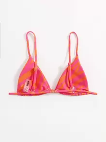 SHEIN Swim Summer Beach Zebra Stripe Triangle Bikini Top - Multicolor - View 2