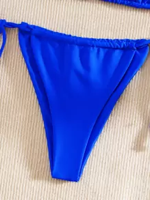 BamGleam Triangle Thong Bikini Set,Summer Beach - Royal Blue - View 7