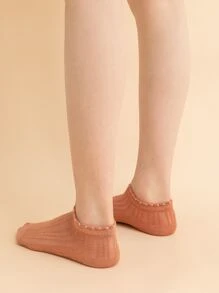 8 Pairs Women's Thin Minimalist Solid Color Ruffle Edge Net Mesh Short Socks, Fashion College Style, Spring/Summer - Multicolor - View 3