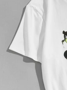 Manfinity Camiseta con estampado de mariposa y letra - Blanco - Ver 3