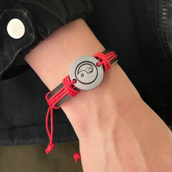 

Men Yin & Yang Decor Bracelet, Multicolor