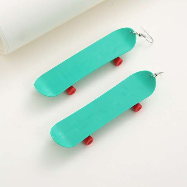 

Skateboard Drop Earrings, Green
