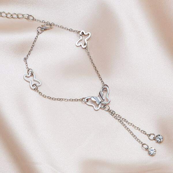 

Butterfly Decor Anklet, Silver