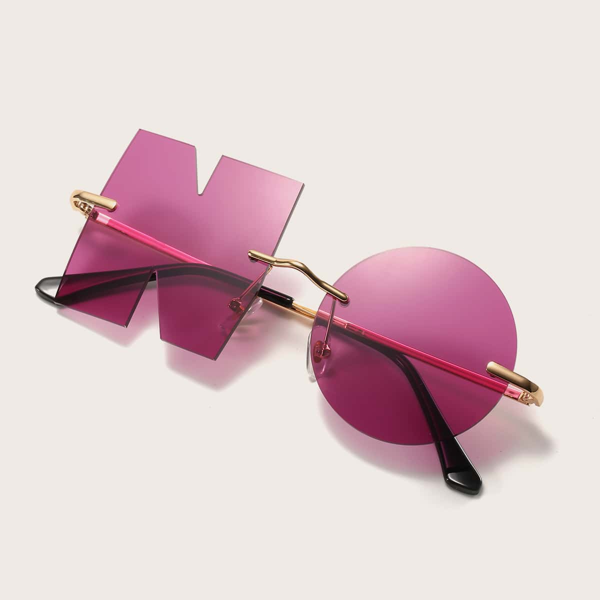 

Letter Design Lens Rimless Sunglasses