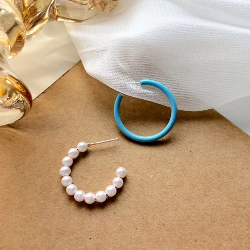 

Faux Pearl Hoop Earrings, Multicolor