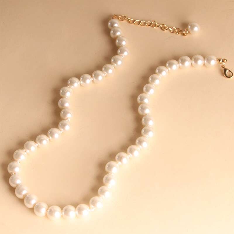 

Faux Pearl Beaded Necklace, White