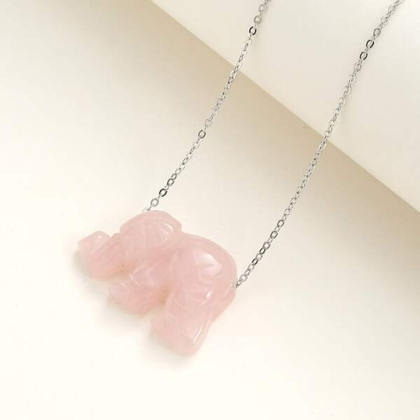 

1pc Random Color Elephant Charm Necklace, Multicolor