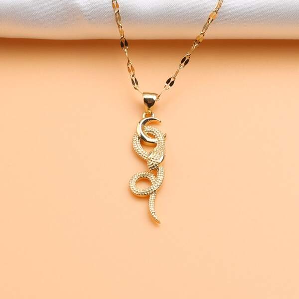 

Snake Charm Necklace, Gold
