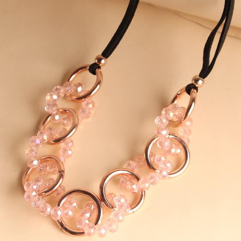 

Ring & Crystal Necklace, Pink