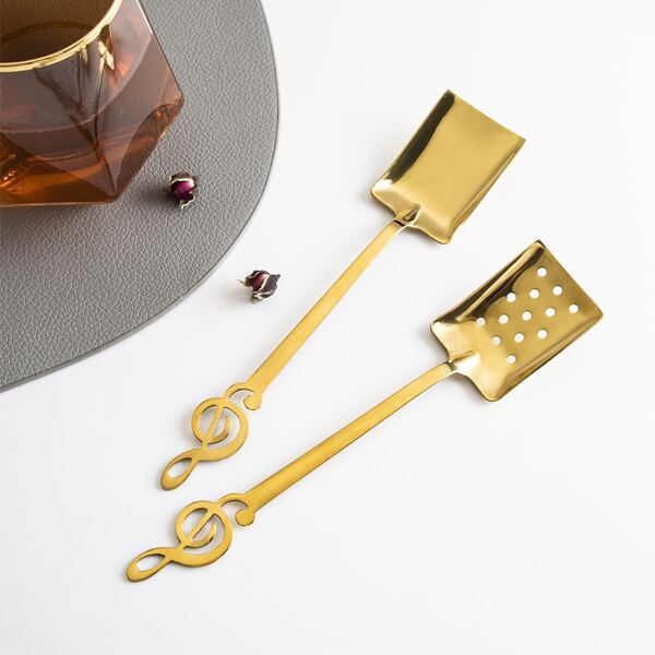 

2pcs Music Notes Decor Spoon, Gold