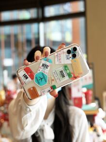 Ốp lưng điện thoại trong suốt có họa tiết nhãn dán Apple tương thích với iPhone15/15Plus/15Pro/15Promax - Nhiều màu - Xem 2