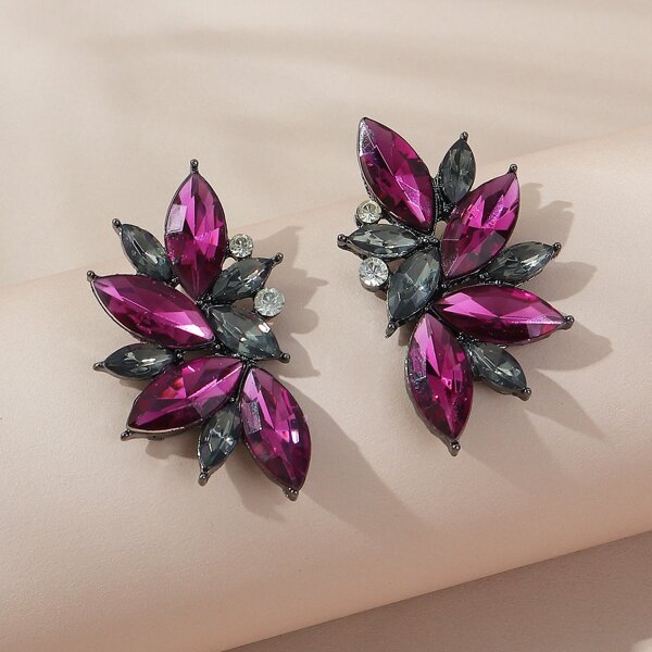 

Rhinestone Decor Stud Earrings, Multicolor
