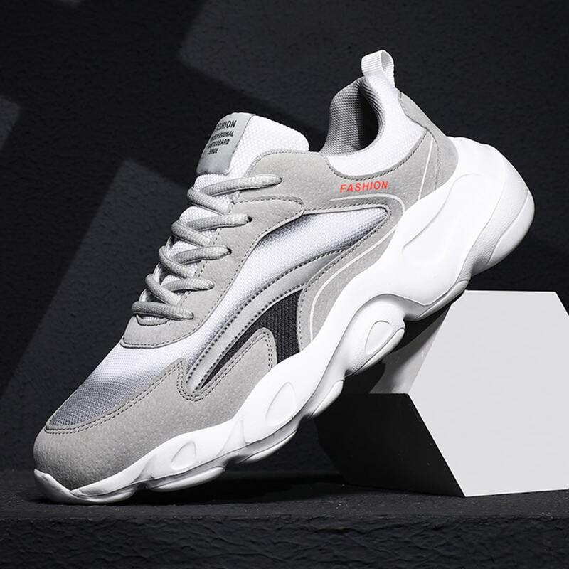 

Guys Colorblock Lace-up Mesh Sneakers, Light grey