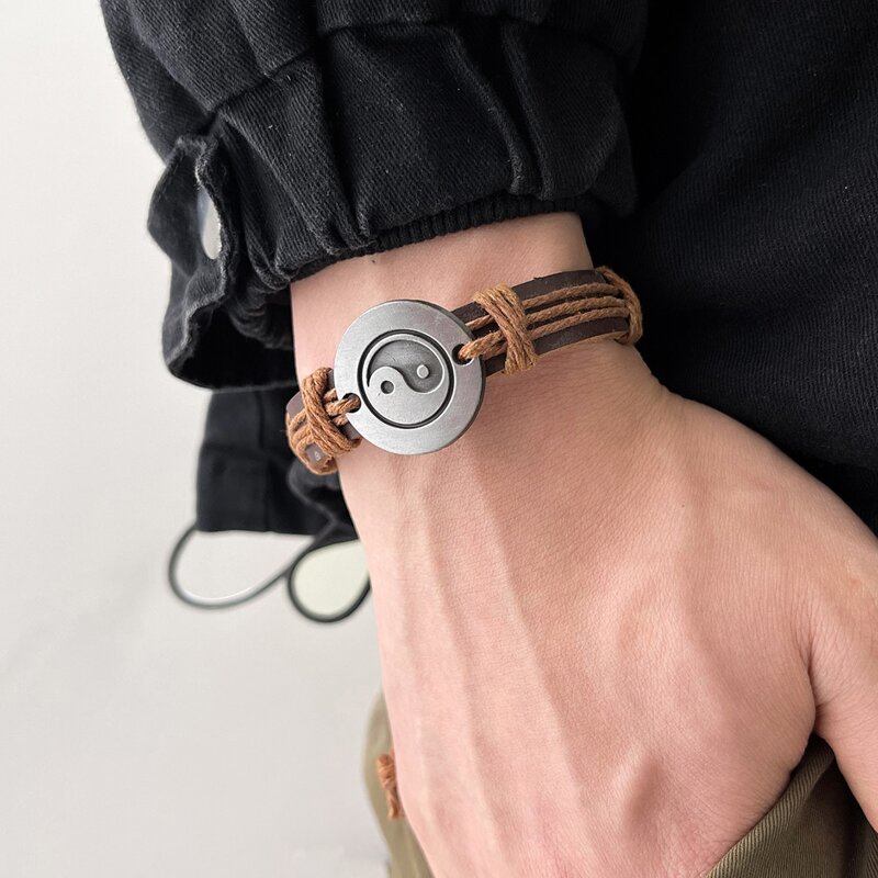 

Guys Yin & Yang Rope Bracelet, Coffee brown
