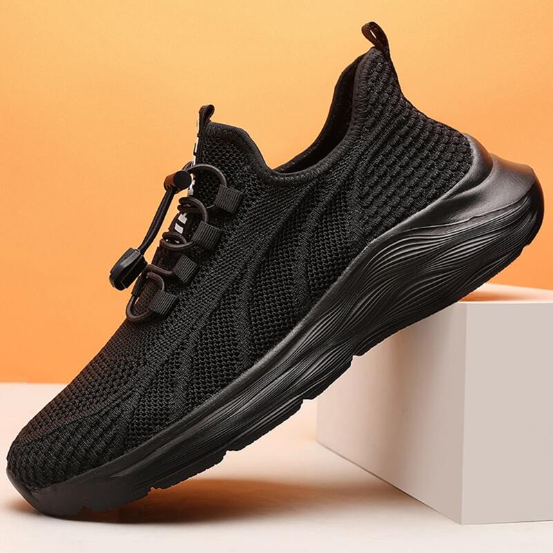 

Guys Solid Lace-up Knit Sneakers, Black