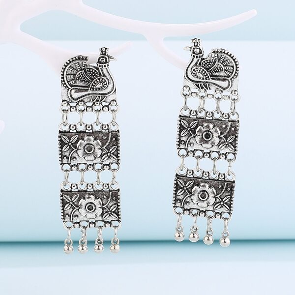 

Link Geometric Drop Earrings, Antique silver