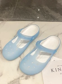 Hollow Out Slingback Jelly Sandals - Mint Blue - View 1