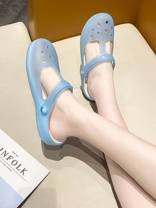 Hollow Out Slingback Jelly Sandals - Mint Blue - View 3