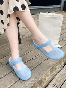 Hollow Out Slingback Jelly Sandals - Mint Blue - View 4