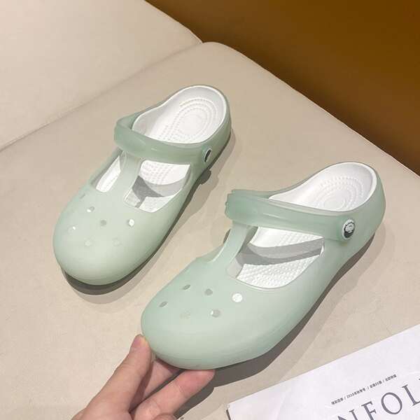 

Hollow Out Slingback Jelly Sandals, Mint green