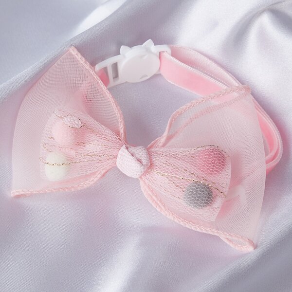 

1pc Pet Lace Bow, Baby pink