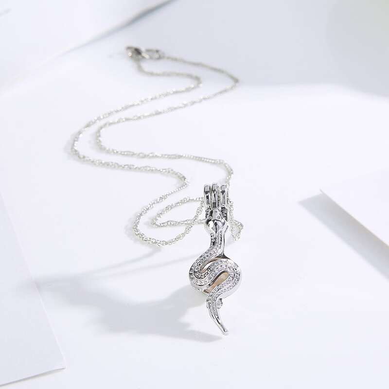 

Snake Pendant Necklace, Silver