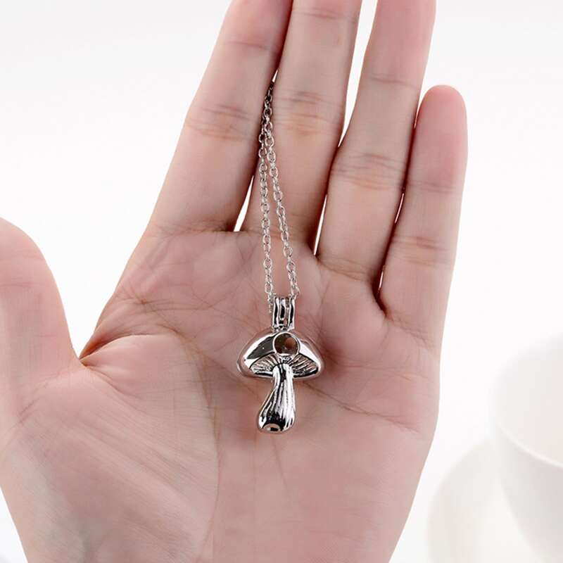 

Mushroom Pendant Necklace, Silver