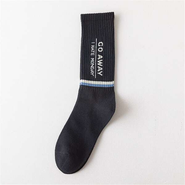 

Men Color Block Crew Socks, Black