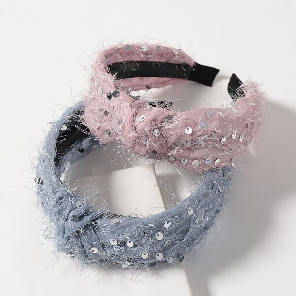 

2pcs Sequin Decor Hair Hoop, Multicolor