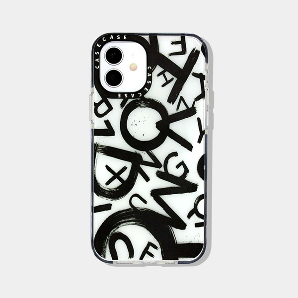 

Letter Graphic Clear Phone Case, Black