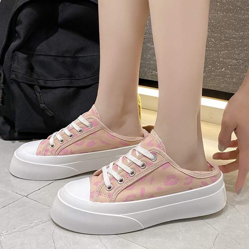 

Leopard Lace-up Canvas Sneakers, Multicolor
