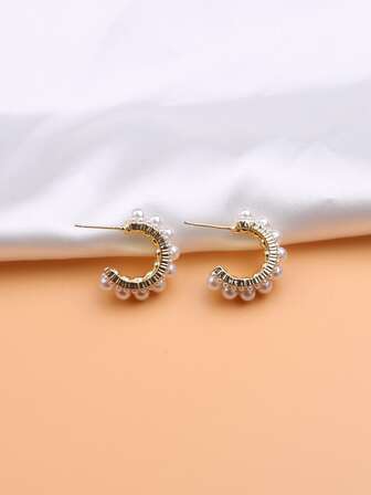 Pärldekor Öppna Ring Örhängen