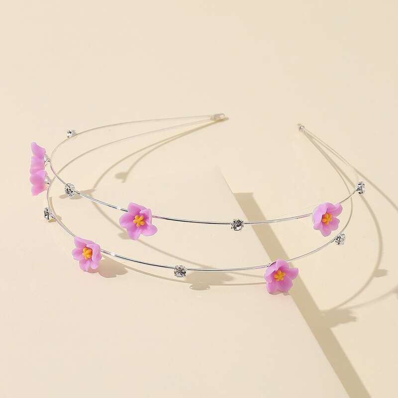

Rhinestone & Floral Headband, Purple
