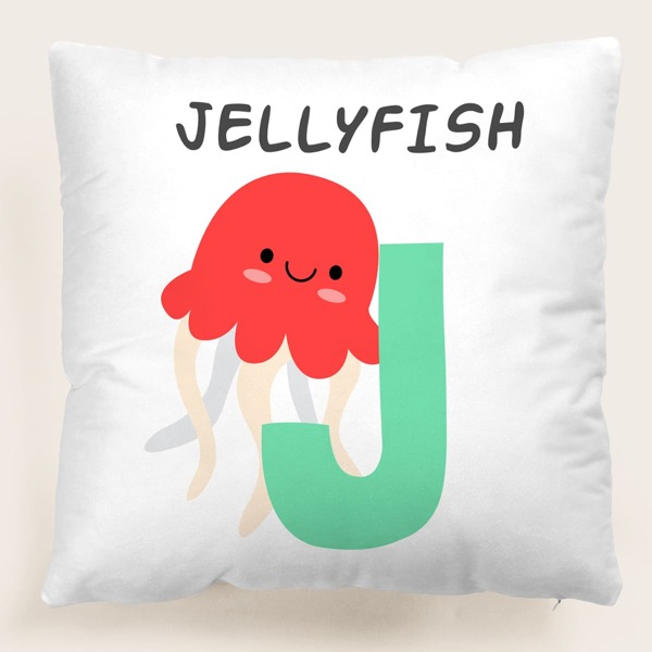 

Cartoon Jellyfish Kids Cushion Cover Without Filler, Multicolor