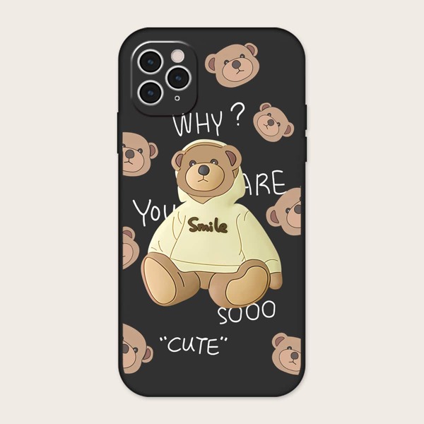 

Cartoon Bear Phone Case, Black