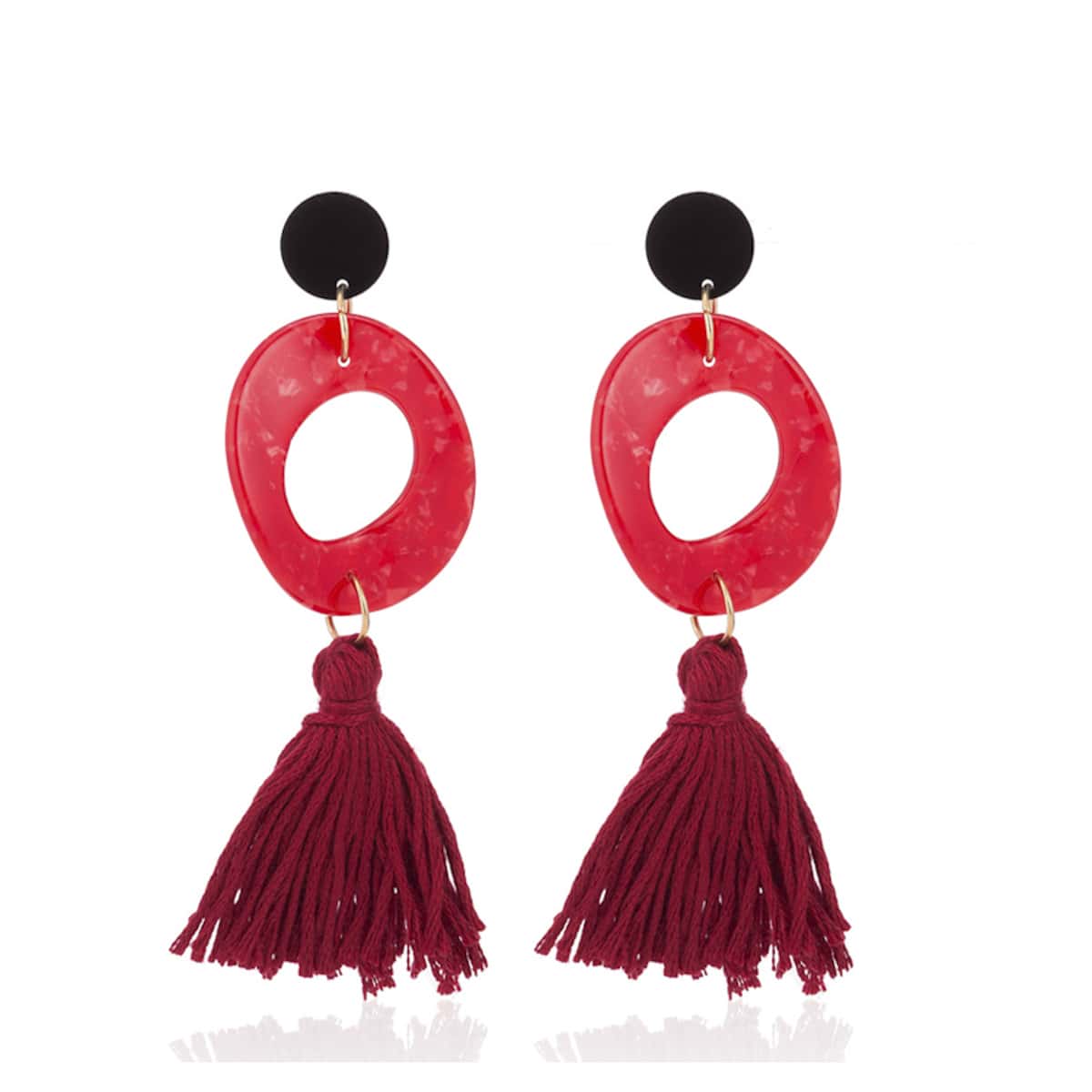

Tassel Dangle Earrings, Red