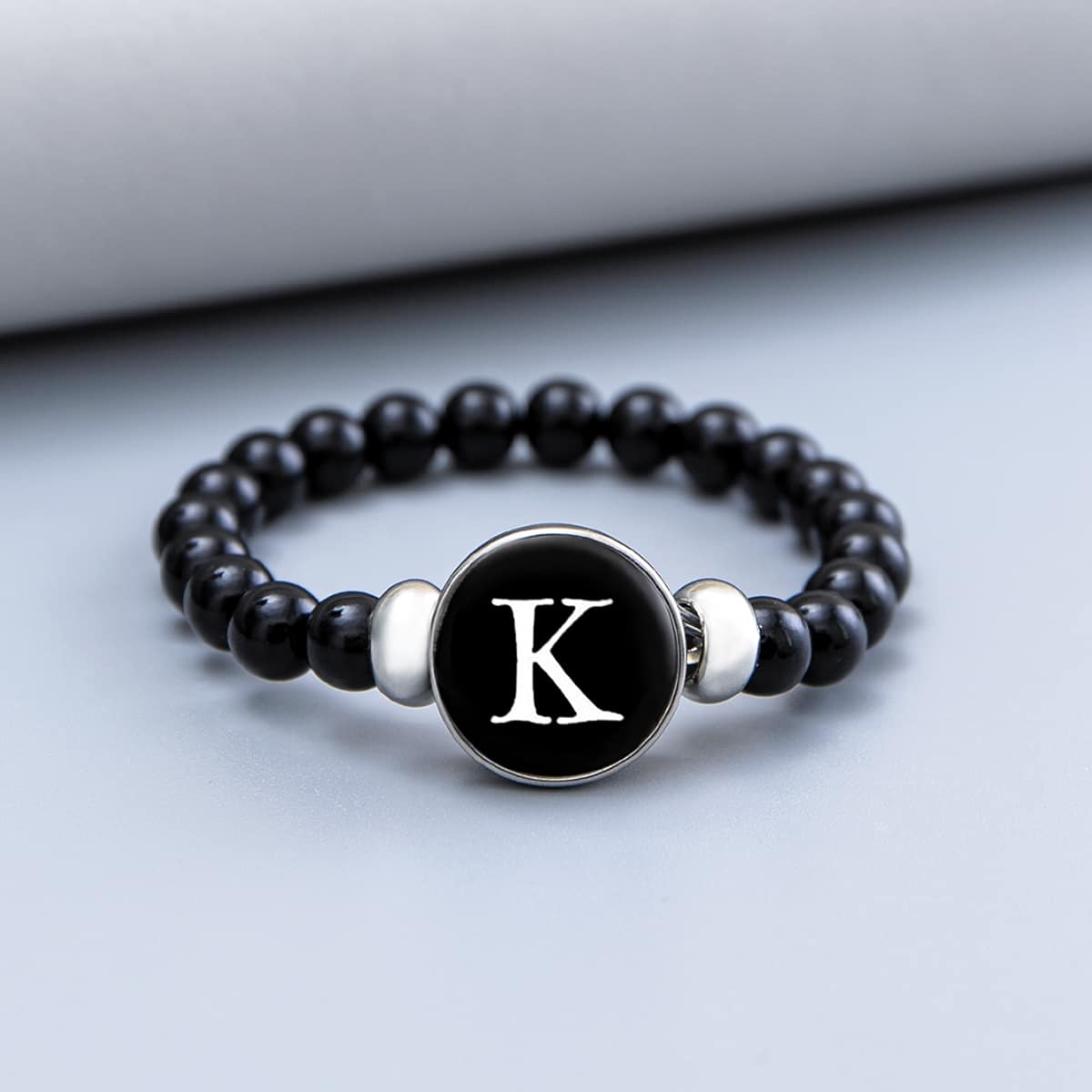 

Guys Letter Graphic Beaded Bracelet, Black
