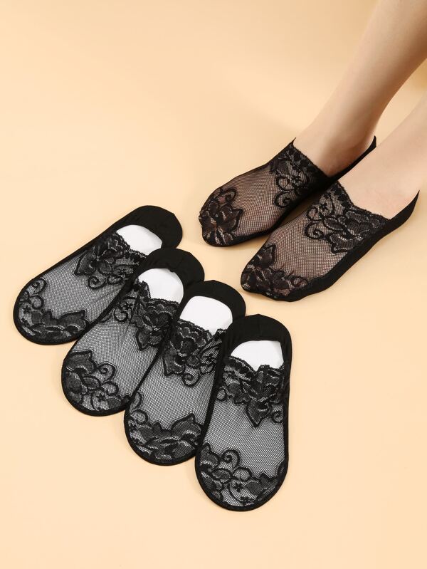 5pairs Contrast Lace Short Socks