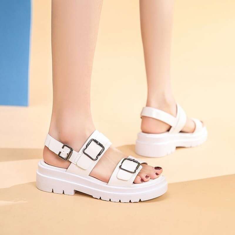 

Buckle Strap Slingback Sandals, White