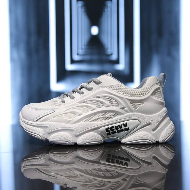 

Lace-up Mesh Chunky Sneakers, White