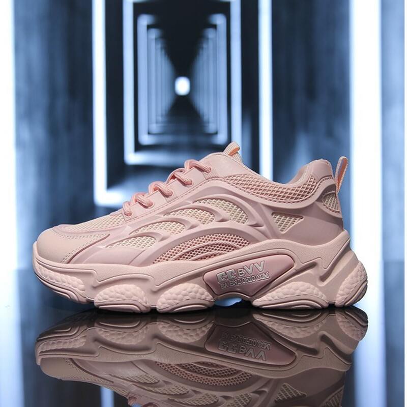 

Lace-up Mesh Chunky Sneakers, Pink